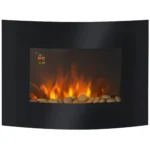 Semineu Electric Malmo, de Perete, 65 × 52 cm, Flacara LED in 7 Culori, 2 Trepte de Incalzire, 900/1800 W, Telecomanda, Negru