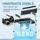 Scaun WC Pliabil si Reglabil cu Brate si Spatar, din Otel si Piele PU, 52.5x46x81.5-97 cm, Negru - imagine 5