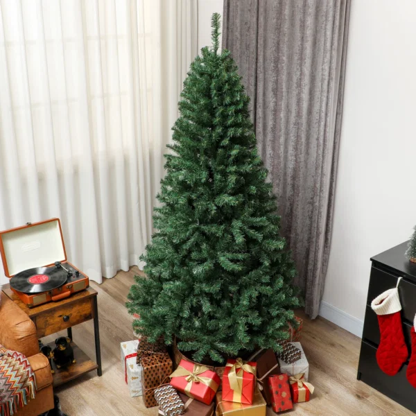 Brad de Craciun Artificial 200 cm cu 1000 Ramuri si Baza Pliabila, Verde - imagine 9