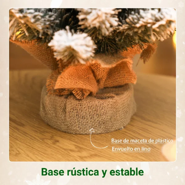 Brad de Craciun mic, cu inaltimea de 60 cm, 72 de ramuri acoperite cu zapada, conuri si fructe rosii, verde - imagine 6