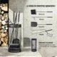 Set de Accesorii pentru Semineu, 5 Piese din Metal, Matura, Lopata, Cleste, Carlig si Cos, Negru - imagine 4