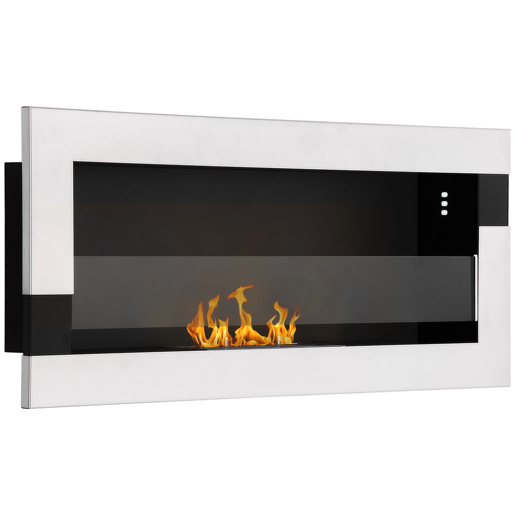 Semineu cu bioetanol montat pe perete din otel inoxidabil, 90x16x40cm, argintiu Semineu cu bioetanol montat pe perete din otel inoxidabil, 90x16x40cm, argintiu - imagine 1