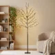 Copac de Craciun tip cires, 180 cm, cu LED-uri, 20 ramuri, timer zilnic, pentru interior si exterior acoperit, negru - imagine 10