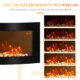 Semineu Electric Odense, de Perete, 89,2 × 48 cm, Iluminare LED in 7 Culori, 2 Trepte de Incalzire, 1000/2000 W, Telecomanda, Negru - imagine 6