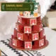 Calendar Advent de Craciun din lemn, cu lumini LED, pentru copii si adulti, rosu si verde - imagine 5