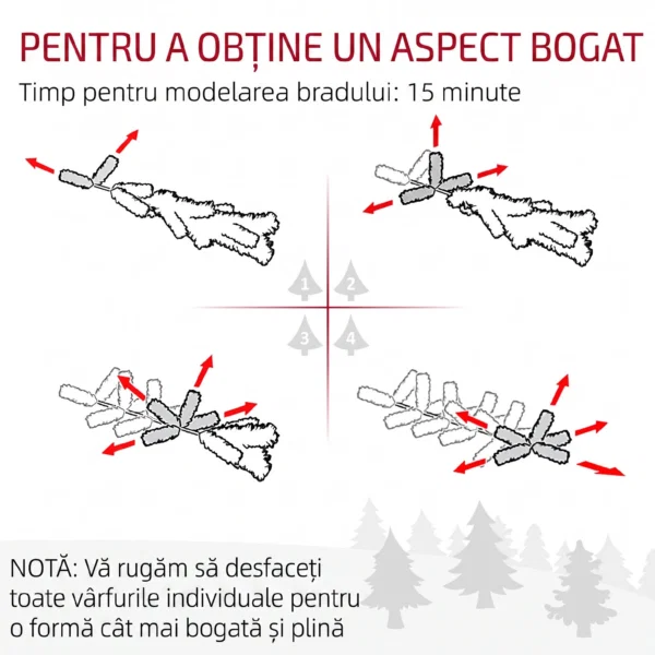 Brad de Craciun Artificial de 180 cm cu 1821 de Crengi si Baza Metalica, Verde - imagine 7