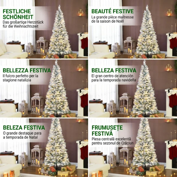 Brad de Craciun inzapezit cu 180 de lumini LED si 11 efecte, 479 de ramuri, Ø65x180 cm, verde si alb - imagine 4