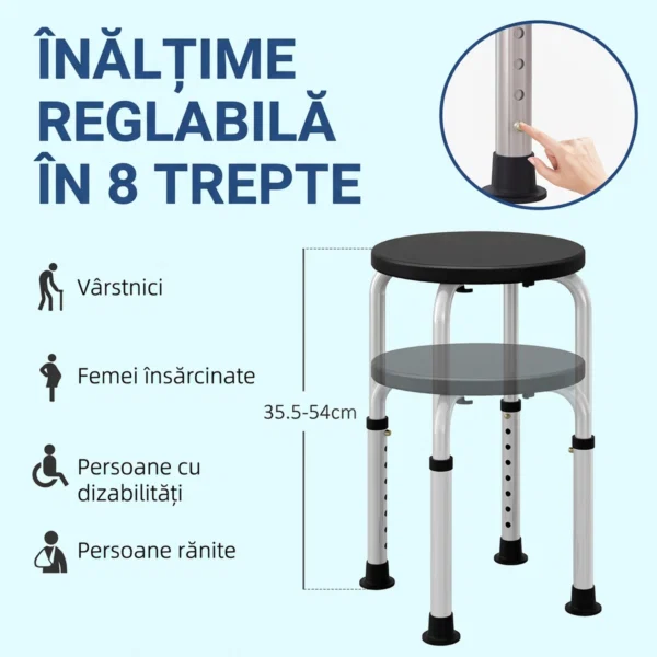 Scaun Dus – Reglabil, Antialunecare, Alb - imagine 7