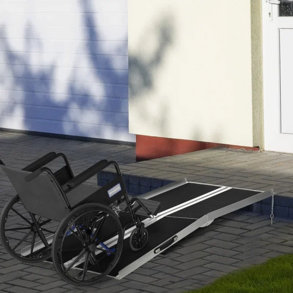 Rampa pliabila pentru scaune cu rotile din aluminiu cu margini inalte antiderapante - imagine 2