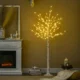 Brad de Craciun Alb cu Lumini LED si 12 Ramuri pentru Interior si Exterior, din PP si Metal, 22x22x180 cm - imagine 2