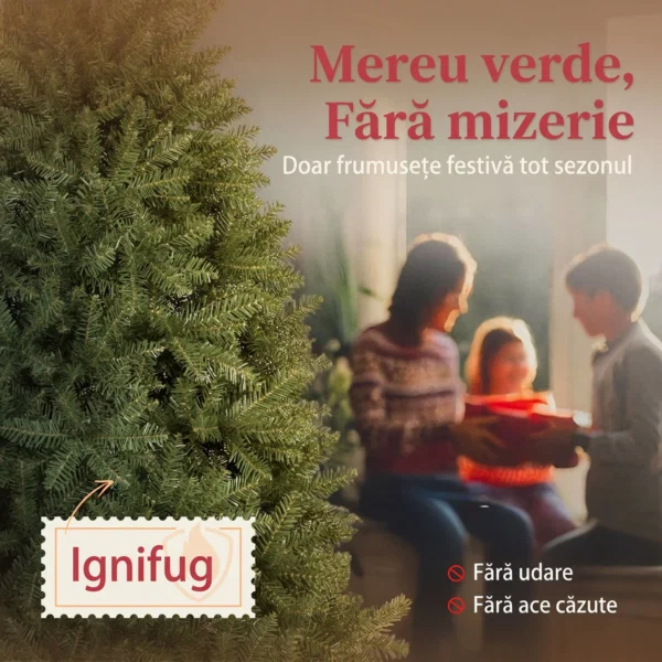 Brad Artificial de Craciun de 180 cm cu Ramuri pe Balama si Baza Metalica Pliabila, Verde - imagine 4
