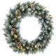 Coronita de Craciun 60 cm cu lumini LED, 8 moduri, 140 ramuri, conuri de pin, verde