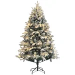 Pom de Craciun Artificial 180cm cu 793 Ramuri, Lumini LED si Ramuri Inzapezite, Verde