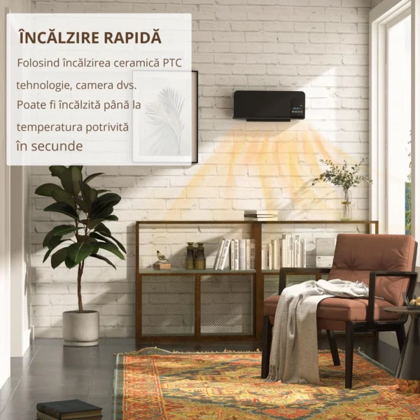 Aeroterma Perete Oscilanta – Timer 12h & 2 Moduri incalzire - imagine 4