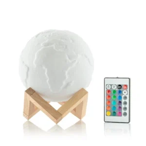 Lampa LED reincarcabila Planeta Pamant Worldy Gadget Tech, cu acumulator, 16 culori diferite, telecomanda
