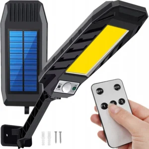 Lampa solara stradala 180 LED-uri, telecomanda, 3 moduri de functionare, senzor de miscare, senzor de lumina, lumina neutra