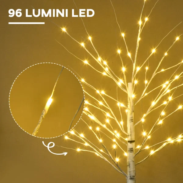 Brad de Craciun Alb cu Lumini LED si 12 Ramuri pentru Interior si Exterior, din PP si Metal, 22x22x180 cm - imagine 4