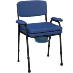 Scaun Confortabil 5 in 1 pentru Varstnici si Persoane cu Dizabilitati pentru WC si Dus, Inaltime Reglabila si Galeata Detasabila, Albastru