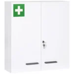 Dulap pentru medicamente cu 6 rafturi, cu incuietoare si 2 chei, din otel, 55x18x60 cm, alb