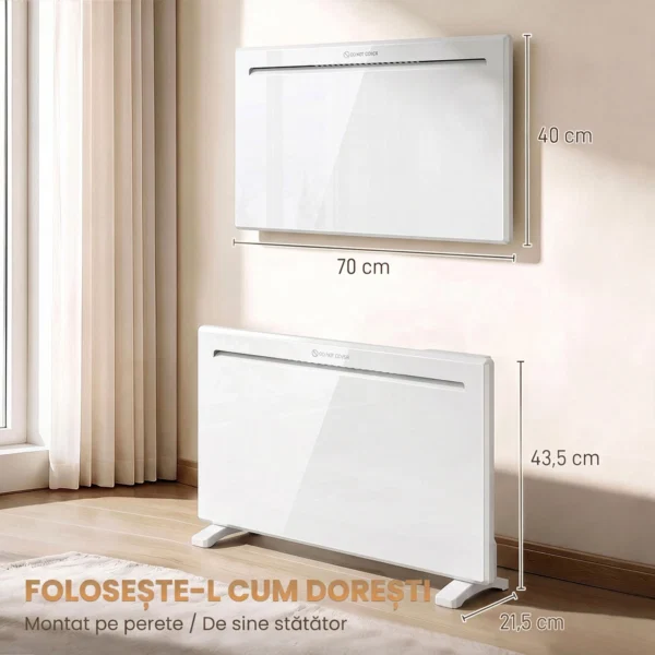 Convector Electric 1500 W, de Perete si Podea, Compatibil Alexa si Google Home, Alb - imagine 3