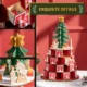 Calendar Advent de Craciun din lemn, cu lumini LED, pentru copii si adulti, rosu si verde - imagine 7