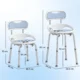 Scaun de Dus cu Spatar si Sezut Perforat, 8 Niveluri Reglabil, Antiderapant, 49,5 x 54 x 92 cm, Albastru - imagine 3