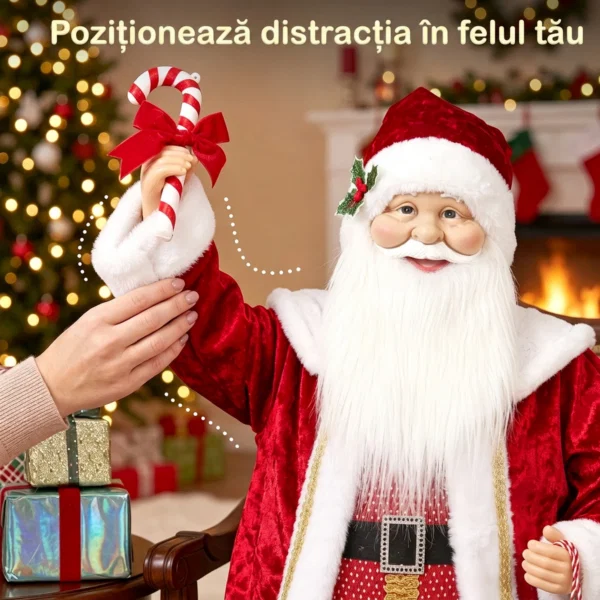 Mos Craciun Animat cu Muzica si Dans 120 cm, Brate Reglabile, Decor Craciun Rosu - imagine 6