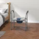 Scaun comod WC pentru varstnici si persoane cu dizabilitati 4 in 1 reglabil pe inaltime, cu brate capitonate, gri - imagine 2