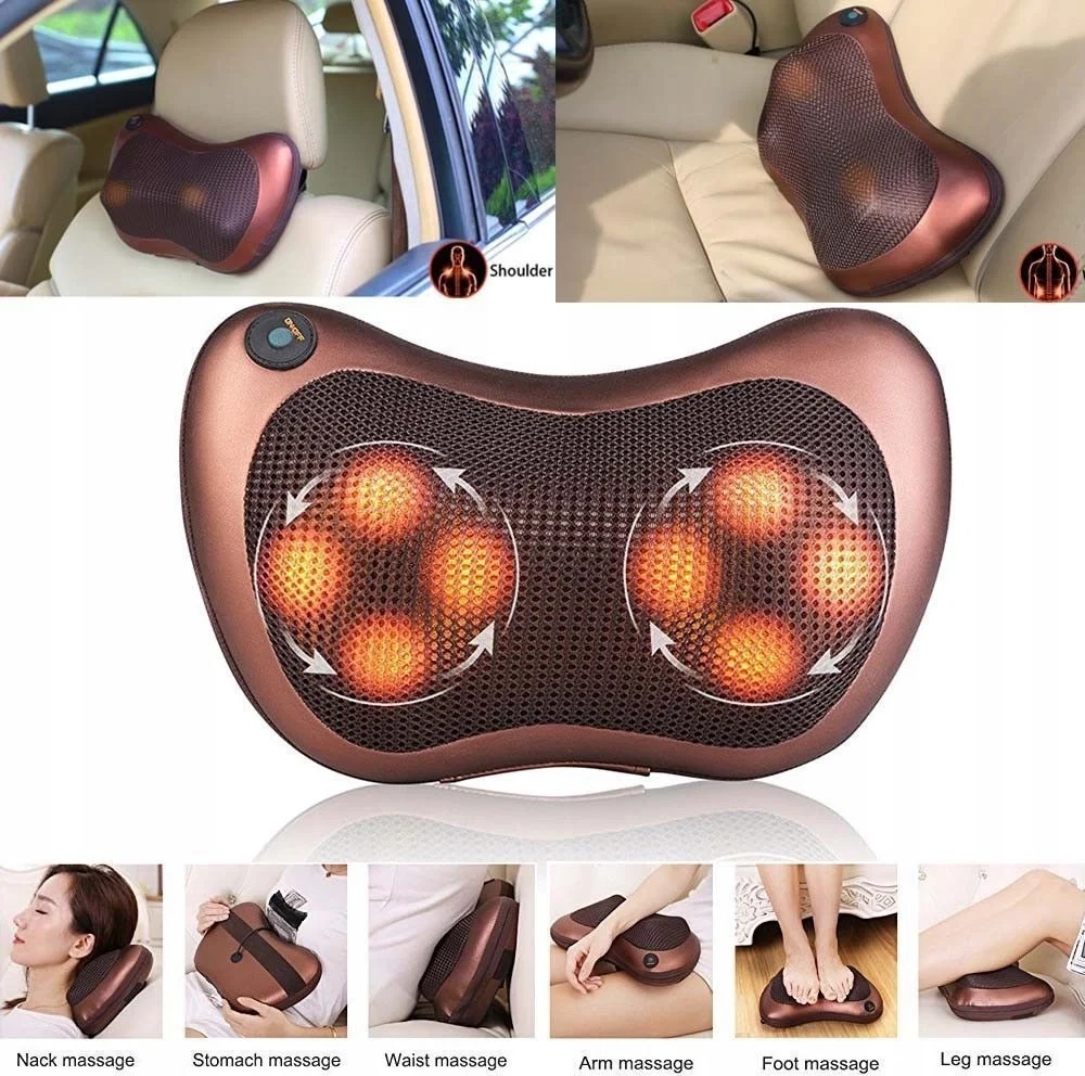 Perna de masaj Shiatsu, 2 moduri, functie de incalzire, alimentare priza si auto, piele Eco 4 Perna de msaja Shiatsu 2 moduri functie de incalzire alimentare priza si 11