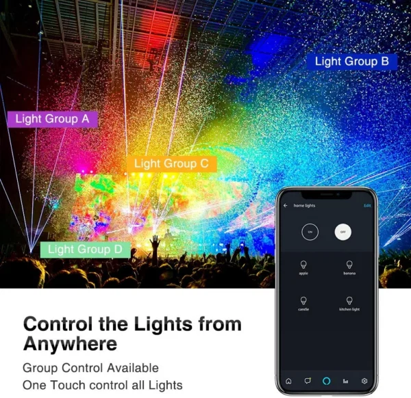 Proiector de podea Smart LED RGB Novostella, Smart, Wifi, Alexa,Google, 100W, Exterior IP66 waterproof, 10000 lm