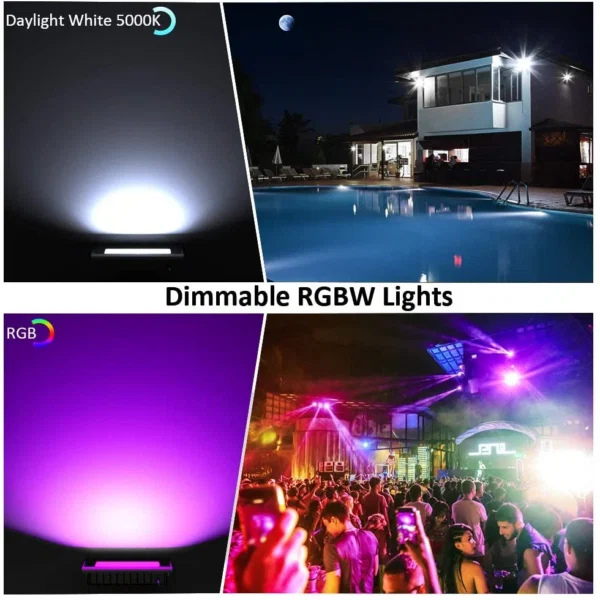 Proiector de podea Smart LED RGB Novostella, Smart, Wifi, Alexa,Google, 100W, Exterior IP66 waterproof, 10000 lm