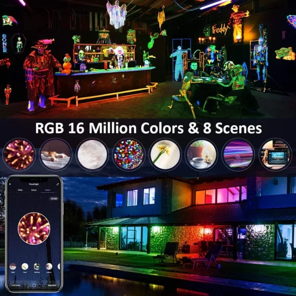 Proiector de podea Smart LED RGB Novostella, Smart, Wifi, Alexa,Google, 100W, Exterior IP66 waterproof, 10000 lm