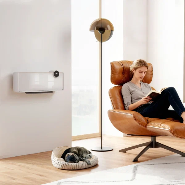 Aeroterma Electrica Ceramica de Perete 2000W cu 3 Moduri, Temperatura Reglabila, Timer si Telecomanda, Alb - imagine 2