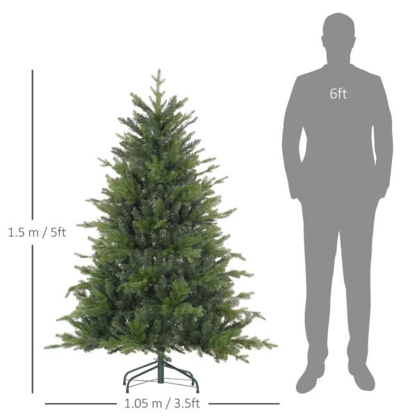 Brad de Craciun 150 cm din plastic verde cu baza din metal si 1309 crengi ignifuge - imagine 3