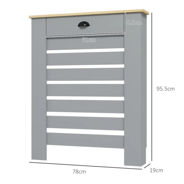 Acoperis pentru Calorifer din MDF cu Sertar, 78x19x95.5 cm, Gri - imagine 3