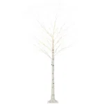 Brad de Craciun Alb cu Lumini LED si 12 Ramuri pentru Interior si Exterior, din PP si Metal, 22x22x180 cm