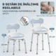 Scaun de Dus cu Spatar si Sezut Perforat, 8 Niveluri Reglabil, Antiderapant, 49,5 x 54 x 92 cm, Albastru - imagine 7