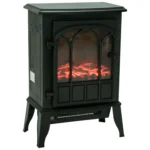 Semineu Electric Whitby, De Podea, 41,5 × 54 cm, Efect de Flacara cu Luminozitate Reglabila, 2 Trepte de Incalzire, 1000/2000 W, Termostat, Negru