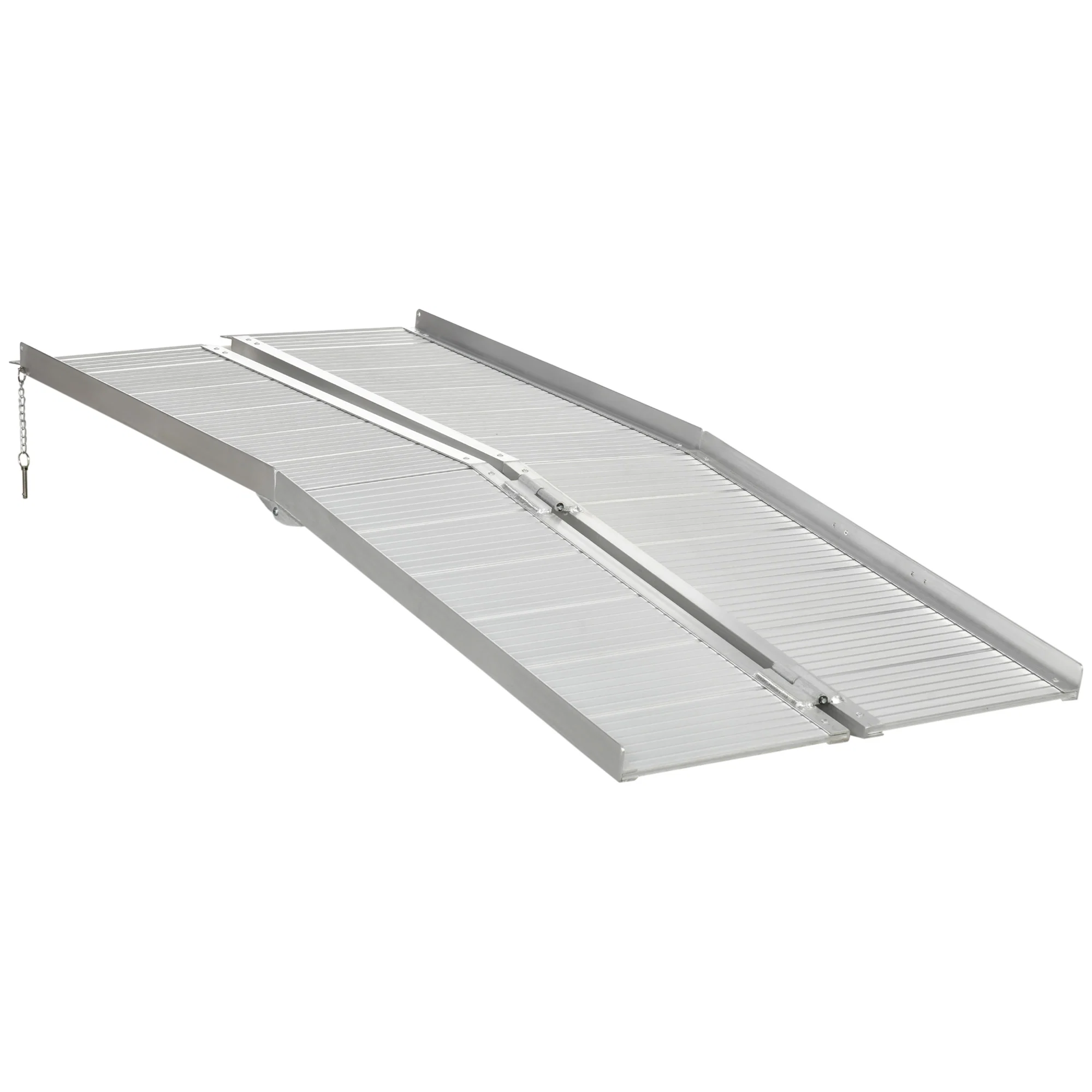 Rampe Mobile pentru Scaune cu Roți și Scutere, Pliabilă, Antiderapantă, Aliaj, Capacitate 272kg, 183x72x5cm, Silver Rampe Mobile pentru Scaune cu Roti si Scutere, Pliabila, Antiderapanta, Aliaj, Capacitate 272kg, 183x72x5cm, Silver - imagine 1