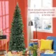 Brad de Craciun Artificial 210 cm cu 687 de Ramuri, Design Ingust si Inalt cu Baza Rabatabila, Verde - imagine 4