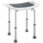 Scaun de Dus din Aluminiu si Plastic Antialunecare, Inaltime Reglabila 6 Niveluri 39-52cm, Gri