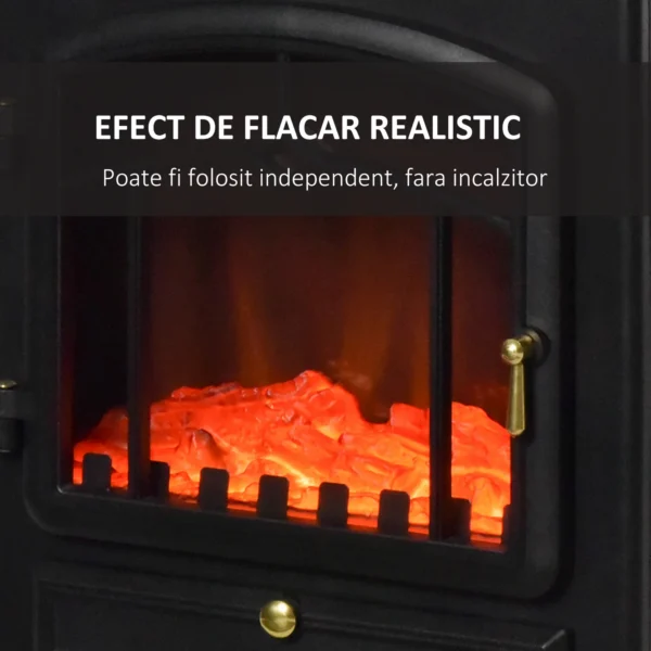 Semineu Electric Durham, de Podea, 42 × 54 cm, Efect de Flacara Reglabil, 2 Trepte de Incalzire, 950/1850 W, Termostat, Negru - imagine 5