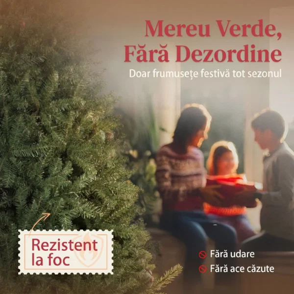 Brad de Craciun Artificial de 210 cm cu Ramuri pe Balamale si Baza Metalica Pliabila, Verde - imagine 4