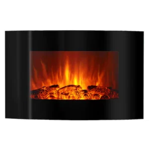 Semineu Electric Art Flame Carlos 3D, 7 teme de culoare, 89 x 56 cm, Functie incalzire, Telecomanda, Timer, 750/1500W, negru