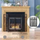 Parascantei pentru semineu, 3 panouri pliabile cu usa centrala, 120 × 11,5 × 79 cm, Negru - imagine 5