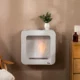 Semineu cu bioetanol montat pe perete , din metal, ardere de 2,5 ore, cu rezervor de 1 l si capac de 20 m², 48x18x48cm, alb - imagine 2
