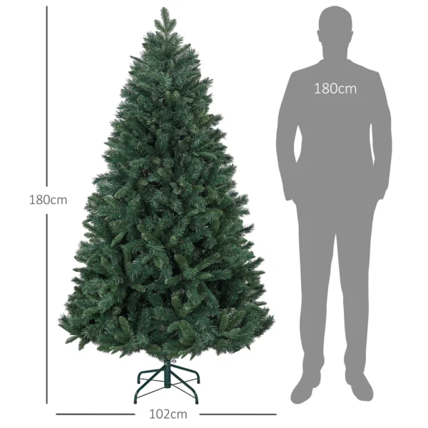 Brad de Craciun Artificial 180 cm cu 1061 de Crengi si Baza din Metal, Verde - imagine 3