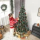 Brad de Craciun Inalt de 210 cm pentru Interior cu 928 de Ramuri, Conuri si Fructe Rosii, Baza din Metal, Verde - imagine 8