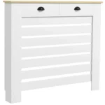 Capac pentru radiator masca radiator grilaj cu lamele orizontale cu 2 sertare din lemn 111l x 19P x 95,5H cm, 111 × 19 × 95,5 cm, alb