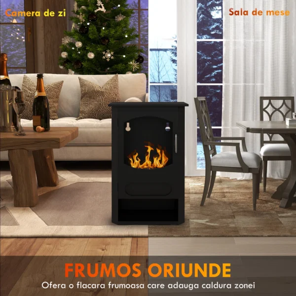 Semineu pe Bioetanol Independent, Arzator de 1,2L, Durata 3 Ore, Suprafata Incalzita 20-25 m², Negru - imagine 7
